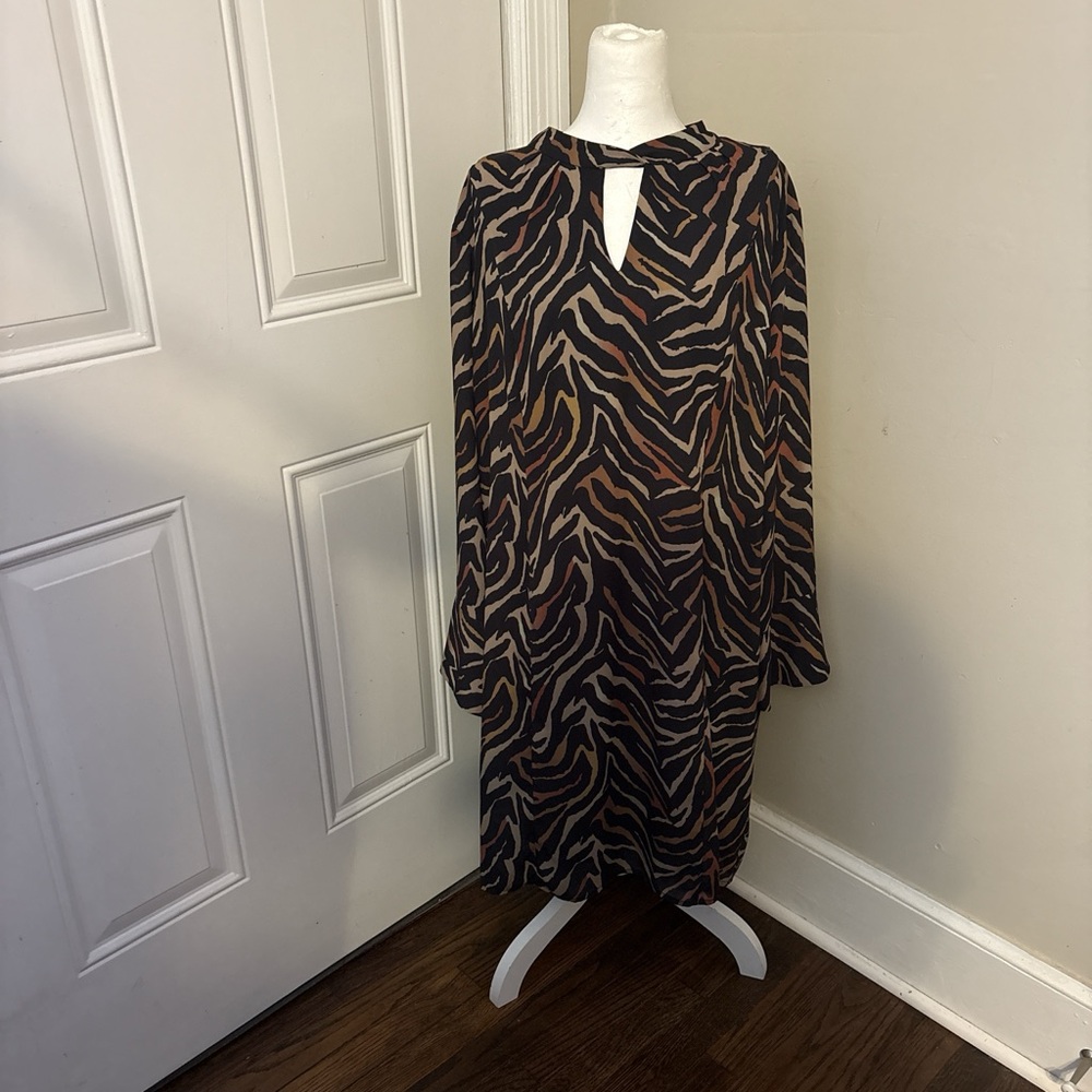 Zebra Print Long Sleeve Dress